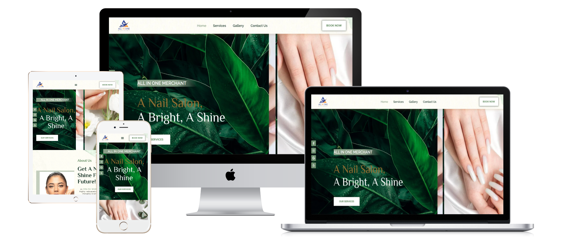 Responsive website mockup for Template A038